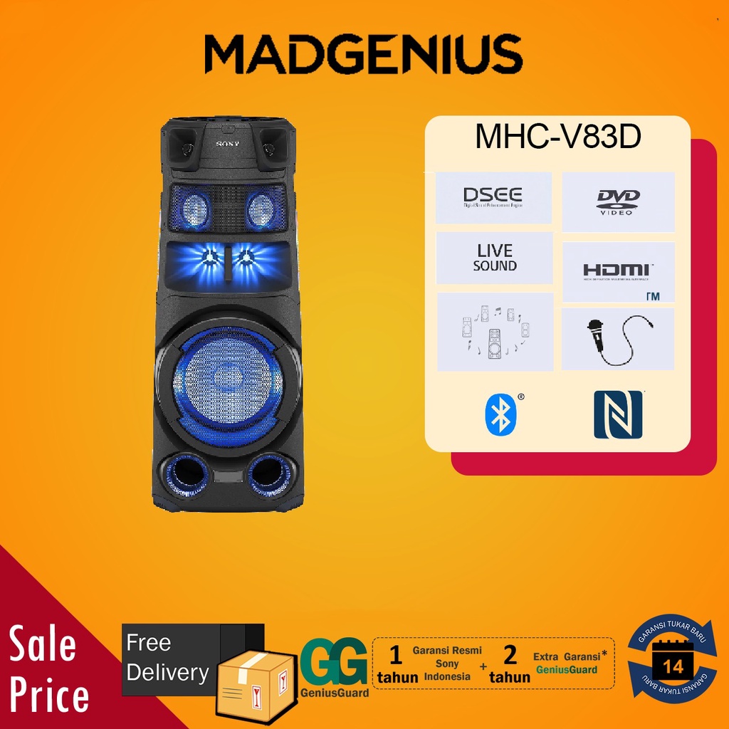 SONY MHC-V83D / MHCV83D / MHC V83D High Power Audio System BLUETOOTH . Garansi RESMI - AREA JAKARTA