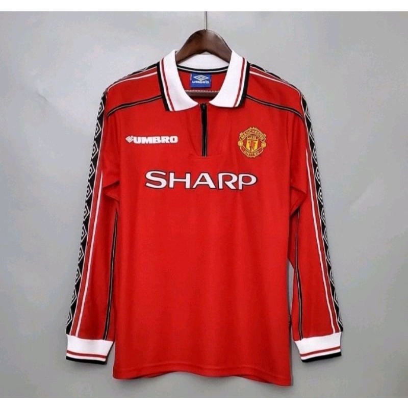 Jersey Kaos Baju Sepak Bola MU Man Manchester Mancester United Utd Home Merah Umbro Retro Klasik Cla
