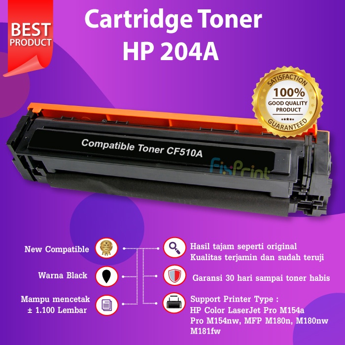 Cartridge Toner Compatible HP 204A CF510A Black Cyan Magenta Yellow Printer M154a M154nw M180nw M181