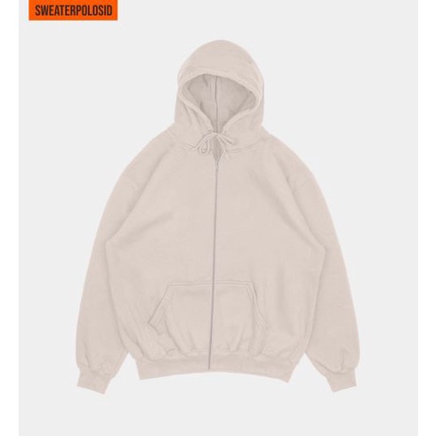 SWEATERPOLOSID  Hoodie Zipper Size M - XXL ( Pria & Wanita ) (Polos)-BEIGE