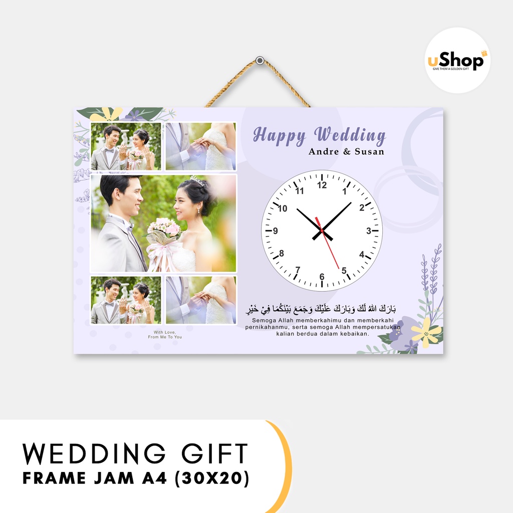 Wedding Gift Jam Dinding Kado Pernikahan Custom Hadiah Unik Pernikahan