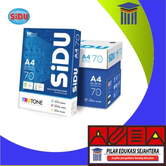 

KERTAS HVS / PRINT / FOTOCOPY SIDU A4 70 GRAM (1BOX) MURAH