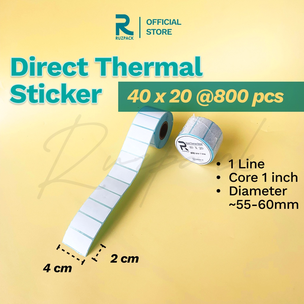 Direct Thermal Sticker [40x20 MM] Stiker Resi Pengiriman Label Barcode Thermal 1 LINE 800 PCS