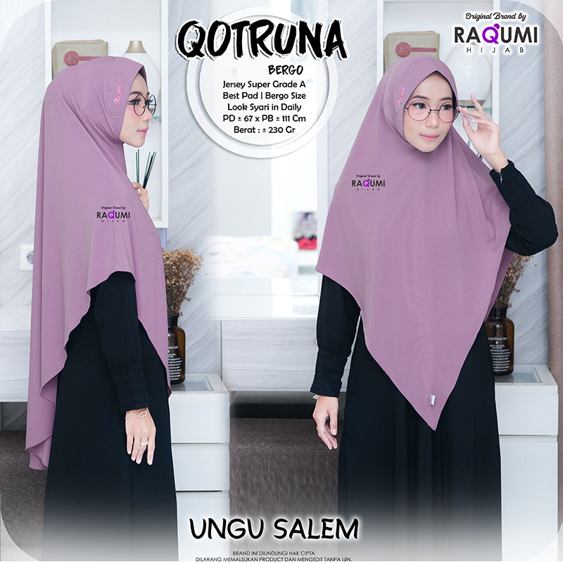 Qotruna Bergo Hijab Original Raqumi Jersey Super Soft Pad