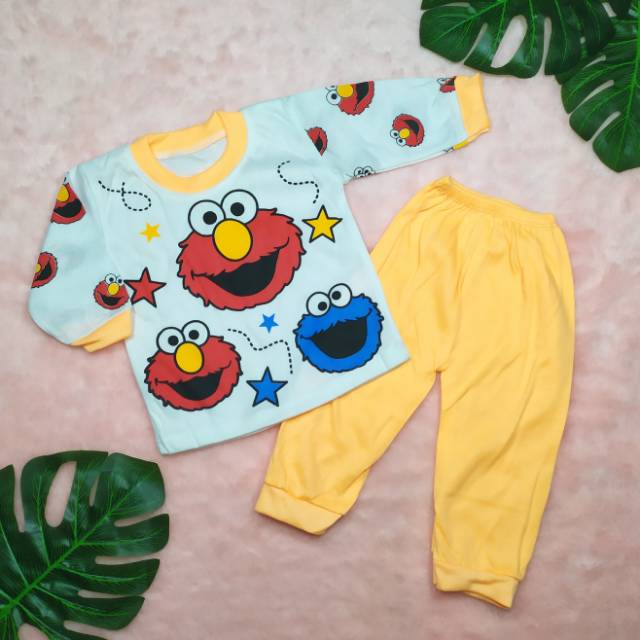 Piyama Anak Size 0-1tahun Gambar Elmo / Pakaian Bayi / Baju Tidur Bayi / Piyama Bayi