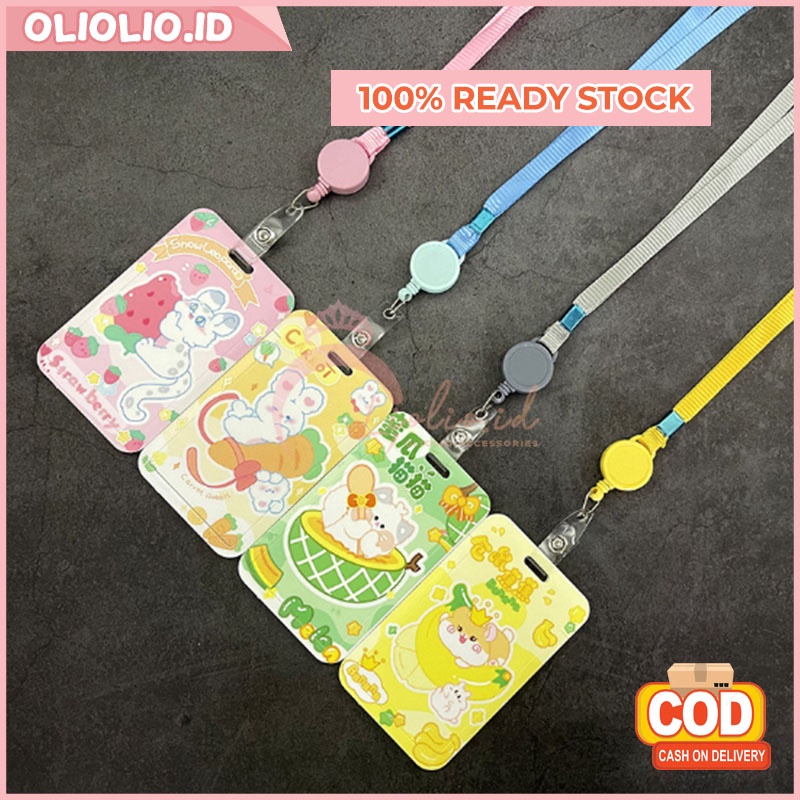 

Name Tag Id Card Lanyard Holder Bahan PVC Aksen Kelinci Aksesoris Tempat Kartu Kantor card holder kualitas premium GTE