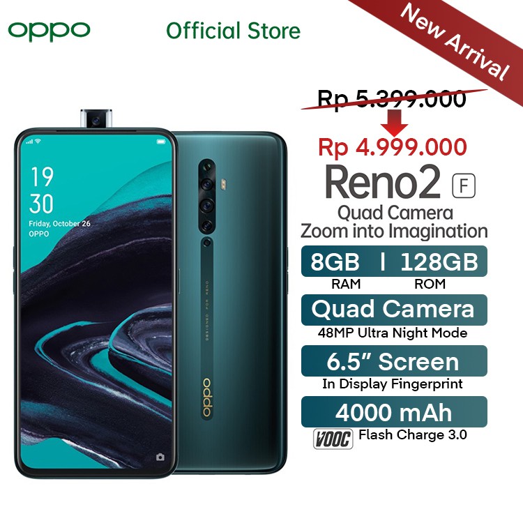 OPPO Reno 2F 8GB/128GB 48MP Quad Camera Garansi ResmI