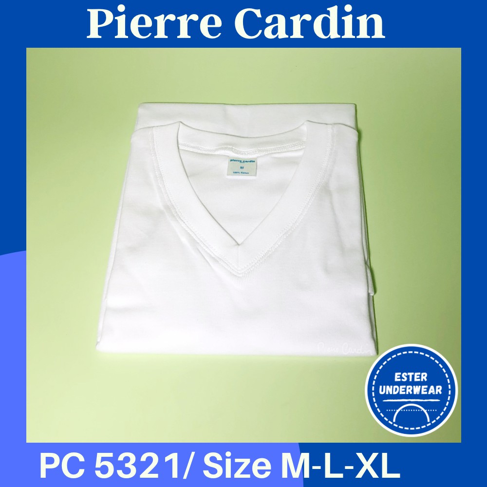 Kaos Oblong Pierre Cardin 5321 V-NECK PUTIH ISI 1 PCS