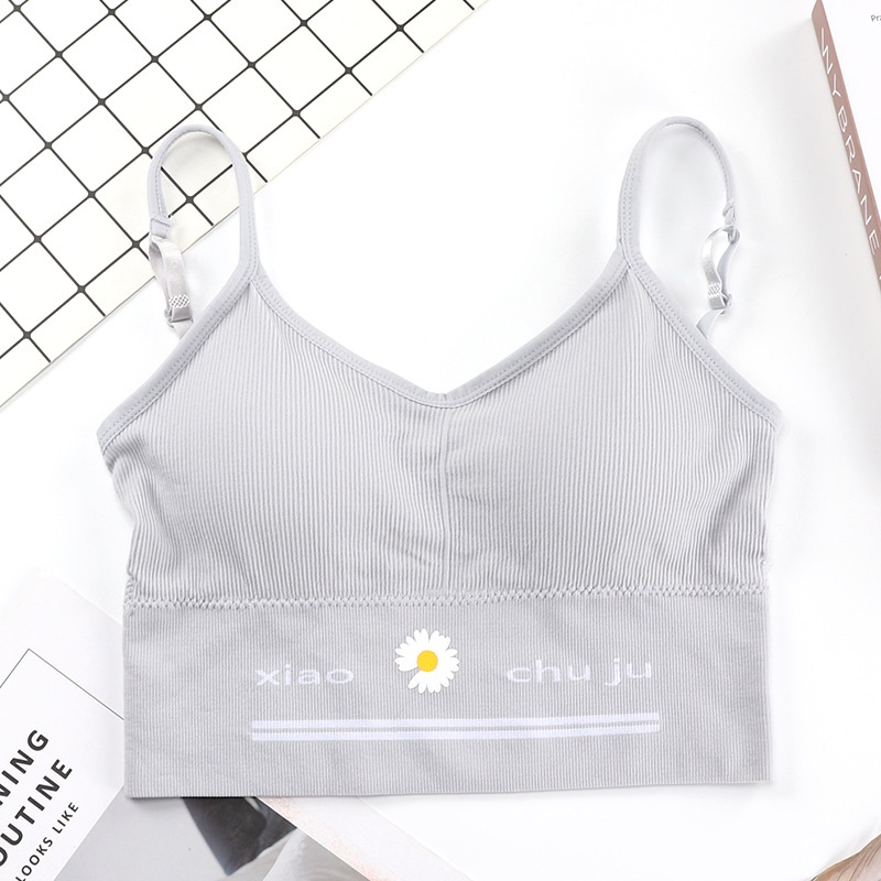 DODORY BRA534 Bra Tanpa Kawat Pakaian Dalam Wanita Polos Motif Bunga Tali Bra Olahraga Sportbra Gym