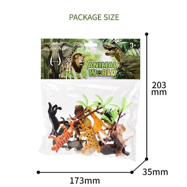 Mainan FiGure Hewan Binatang Karet Wild Animal - Hewan Liar Isi 12 Pcs - Mainan Anak