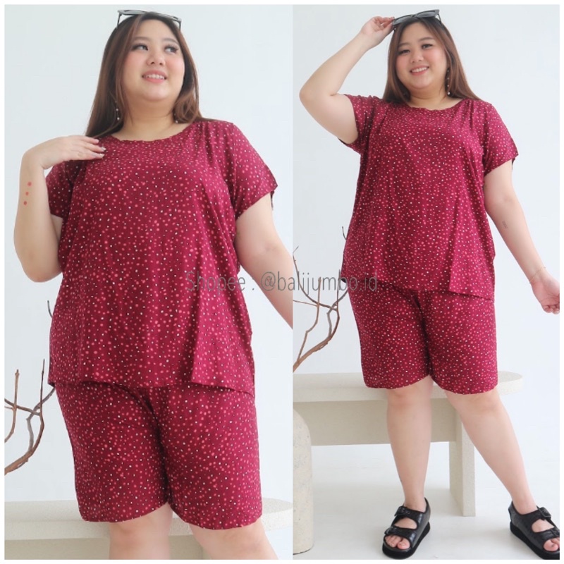 SETELAN JUMBO LD 140 CM, BIG SIZE MUAT BB 90KG | BABY DOLL SETELAN CELANA PENDEK RAYON SUPER JUMBO XXXL MURAH