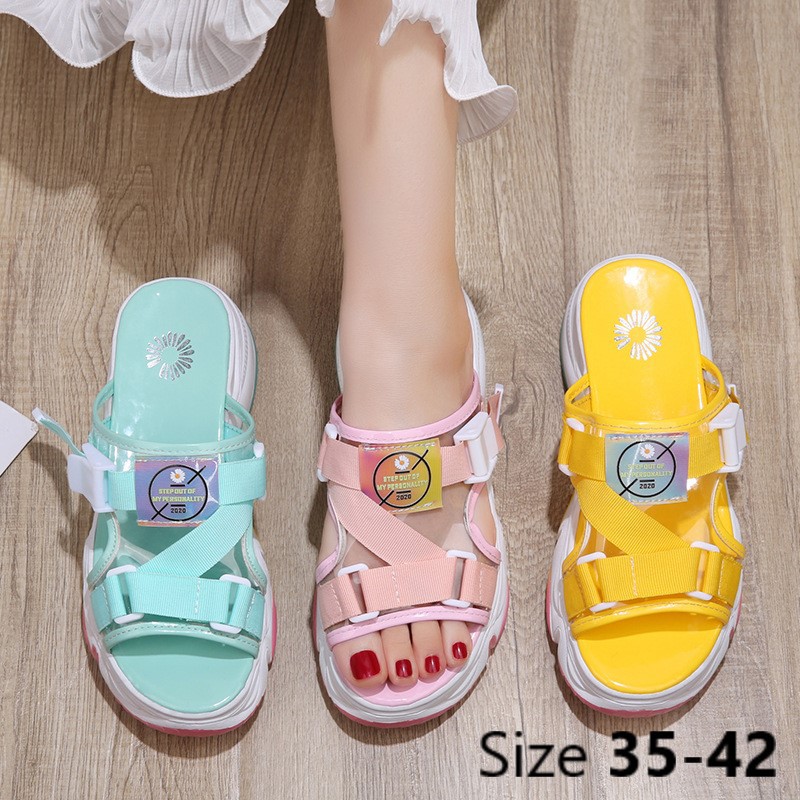 FD Sandal Kekinian Ala Cewek Korea Sendal Gunung Import Wanita Cantik Slip On DI-038