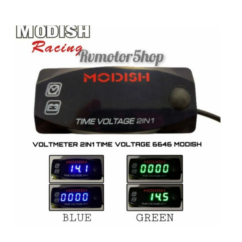 VOLTMETER MOTOR 2 in 1 UNIVERSAL VOLT METER AKI DAN JAM DIGITAL