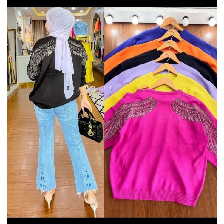 ATASAN SWEATER RAJUT SAYAP BLINK IMPORT