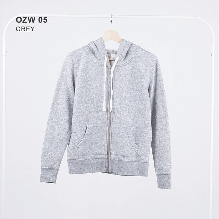 Jaket Wanita Jaket Wanita - Jaket Full Zipper Hoodie Relaxed [ OZW 05 II] - OZW 05 GREY, L(B7Q1) Hoo