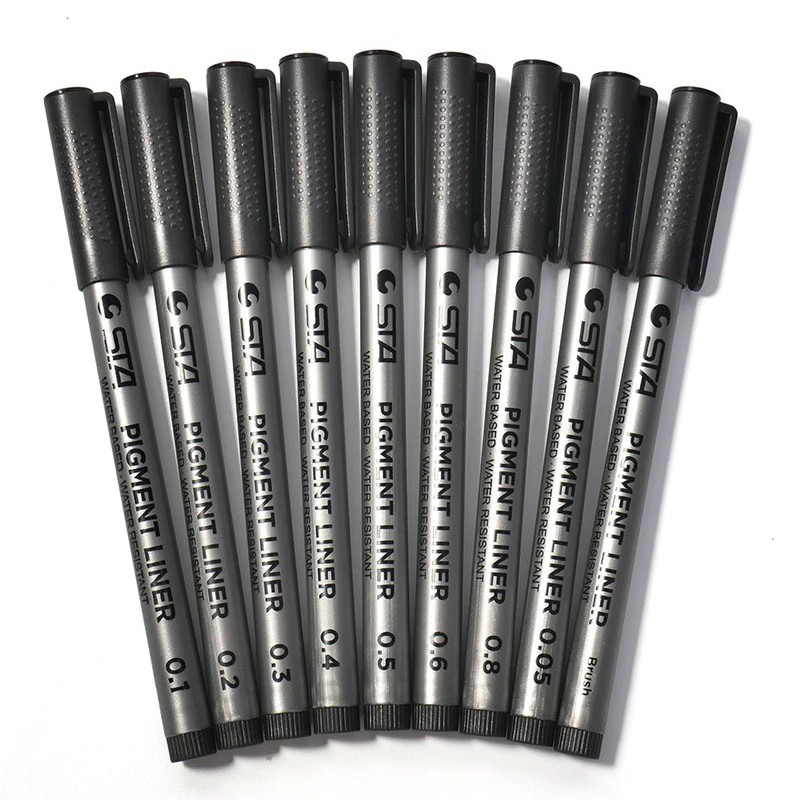 

INDORETAIL | 9 Ukuran Hot Sale Tahan Air Seni Sketsa Komik Seni Spidol Halus Pigmen Liner Micron