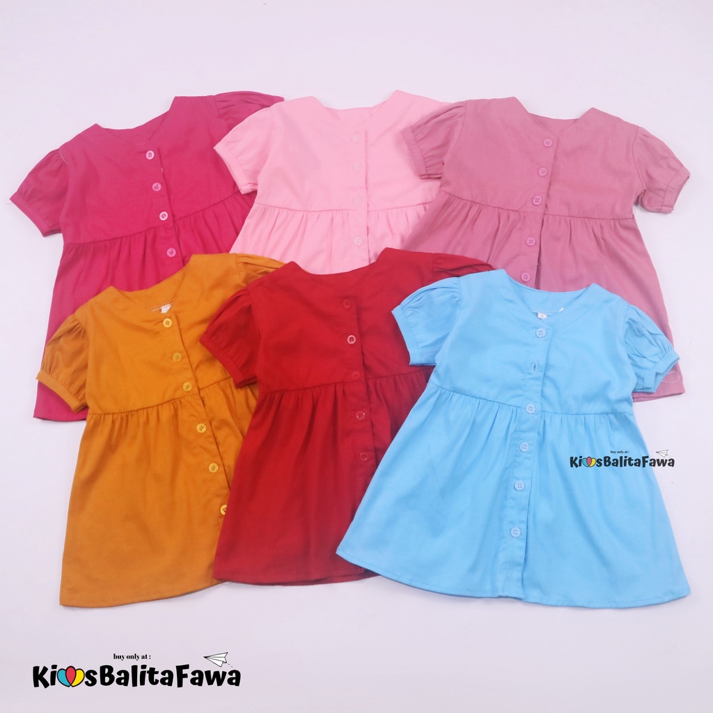 Dress Allysa uk 1-4 Tahun / Baju Polos Lengan Pendek Anak Perempuan Cewek Adem Atasan Tunik