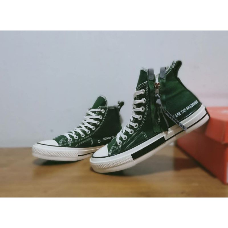 SEPATU CONVERSE ALL STAR ZIPPER X ENSHADOWERS GREEN WHITE HIGH PREMIUM QUALITY TERBARU TERLARIS