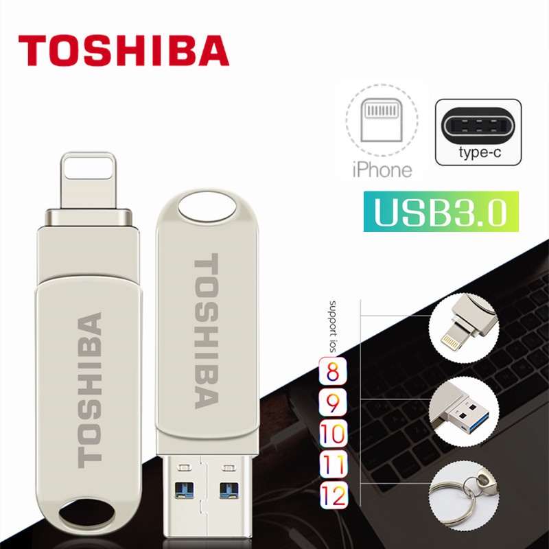 2in1 Flash Disk USB 3.0 Tipe c / ios 512GB Bahan Metal Anti Air Untuk Smartphone