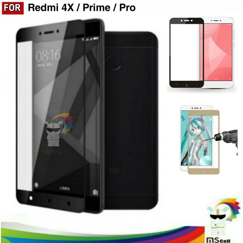 Tempered Glass Redmi 4X 5 inch. Warna  Color Full Layar Anti Gores Kaca TG Redmi 4X  Mi4x  Edge 2.5D