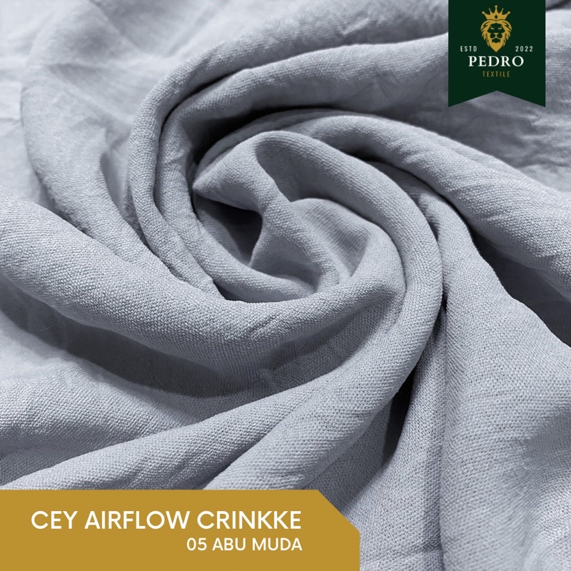Bahan Kain Cey airflow crinkle warna abu muda per 0.5 meter termurah premium