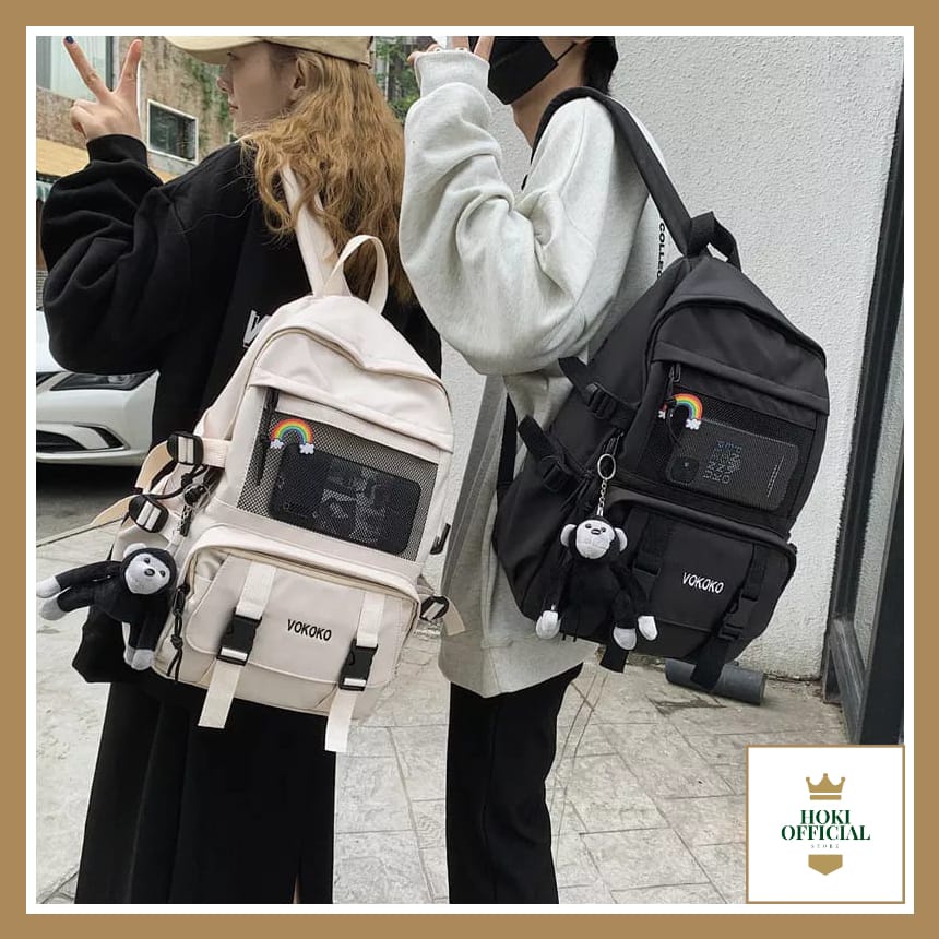 [COD] Ransel Korean Style Pastel Series Tas Sekolah Wanita Pria SMP SMA Kuliah Stylish Kapasitas Besar HokiOfficial