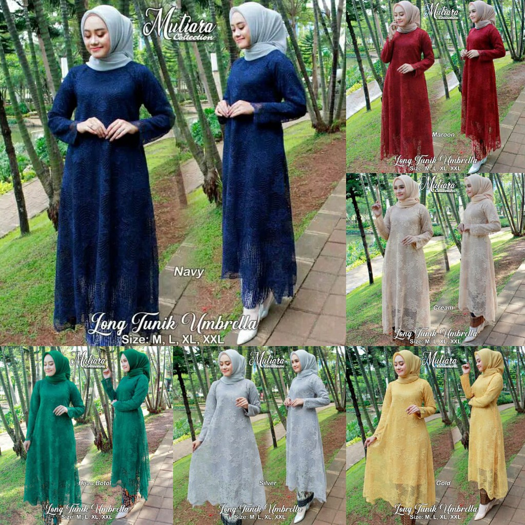 Stelan Kebaya Modern Long Tunik Umbrella Aneka Warna