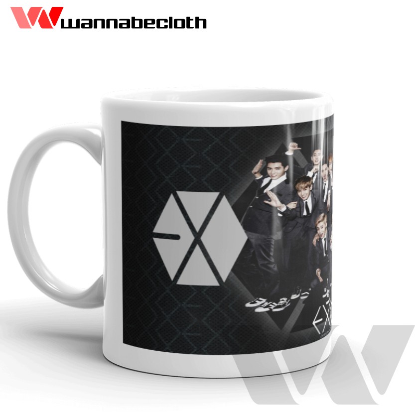  Gelas  Mug EXO  Souvenir Koleksi Mug KPOP EXO  Logo EXO  Hitam 