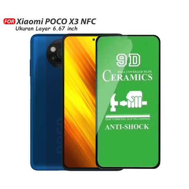 H8 Tempered Glass CERAMIC Full Cover BLUELIGHT ANTI RADIASI Anti Shock For Xiaomi Poco X3 Pro NFC