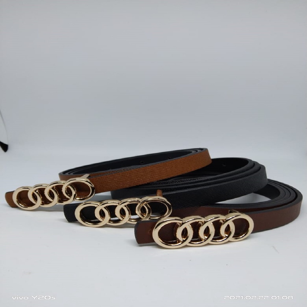 ikat pinggang cewek kulit sintetis kepala stainless