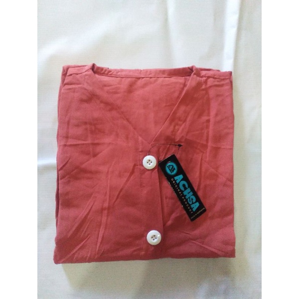 BAJU GAMIS RAYON POLOS TERBARU MODEL KEKINIAN FULL KANCING-Dusty ping