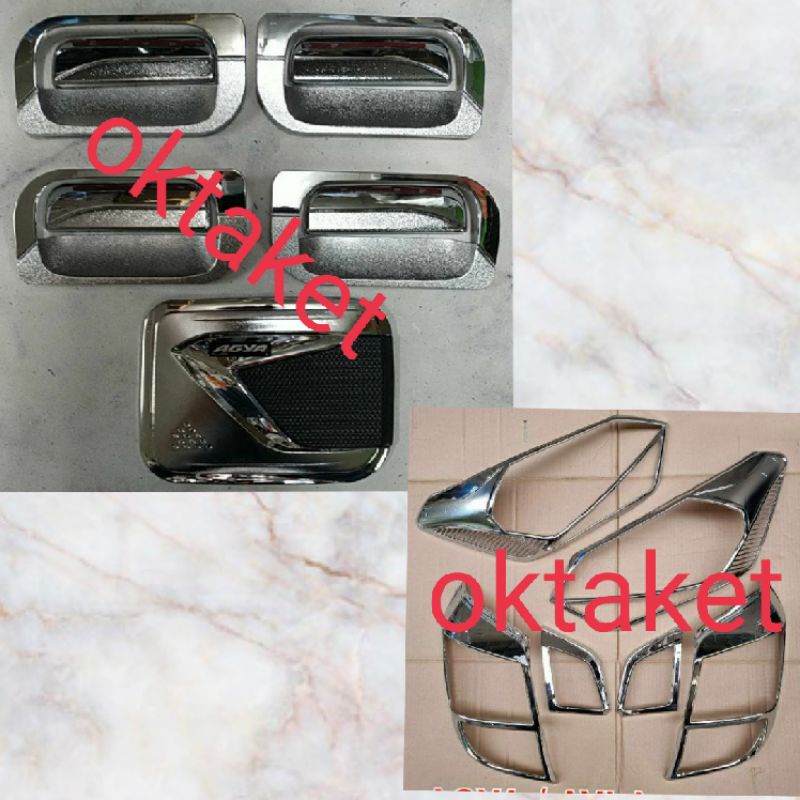 paket lengkap Agya Ayla 2017-2021 garnish depan belakang outer handle tank cover chrome