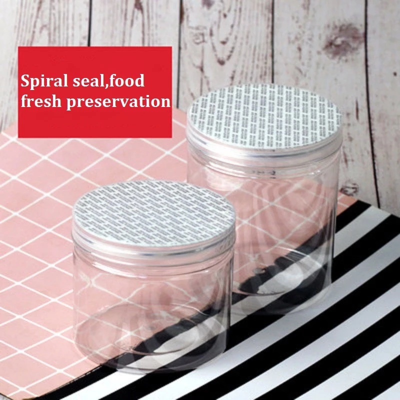 8 Sizes 250ml-1000ml Kitchen Food Storage Jars /Clear Snack Spice Canister Bottle/Refillable Sealed Cans with Cover /Plastic Storage Bottle For Food Candy Cookie/Cake Pastry Dessert Seal  Box/Cosmetic Jar