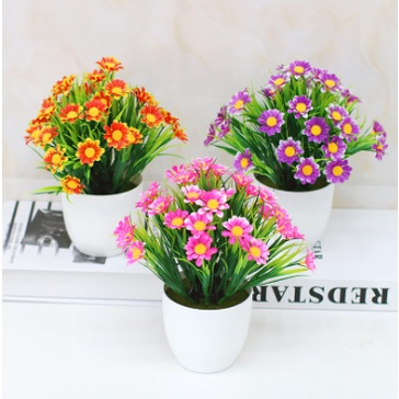 AVVET Ornamen Pot Bunga Krisan Bonsai Pajangan Dekorasi Rumah Tanaman Bunga Hias Plastik Artificial Flower BUNGA 13