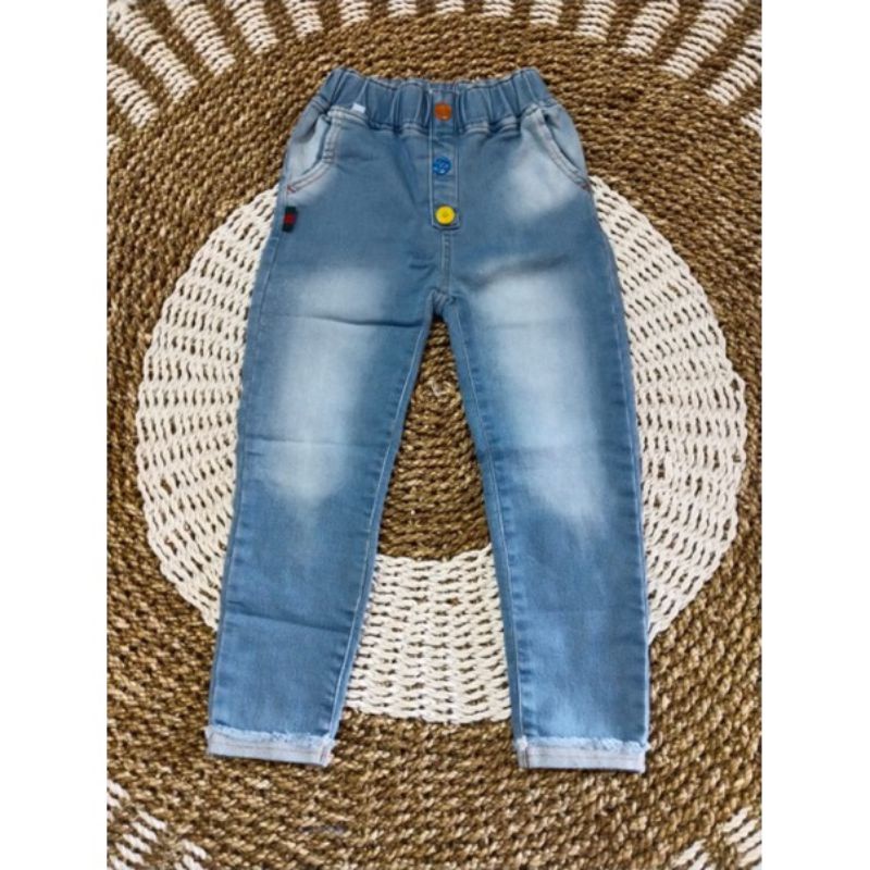 celana jeans anak2-11 tahun bahan jeans tebal/variasi kancing