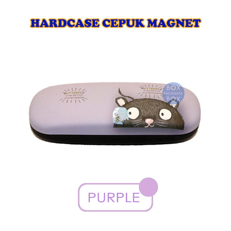 GROSIR/box Tempat Kacamata Hardcase Cepuk Magnet Kucing Cat kartun pola buah Kotak kacamata/penyimpanan kacamata/kotak kacamata miopia B