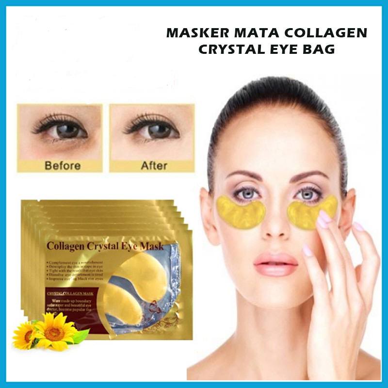 MASKER MATA COLLAGEN CRYSTA GOLD EYE BAG MASK EYEMASK Kantong Black Panda Anti Aging Wrinkle Emas