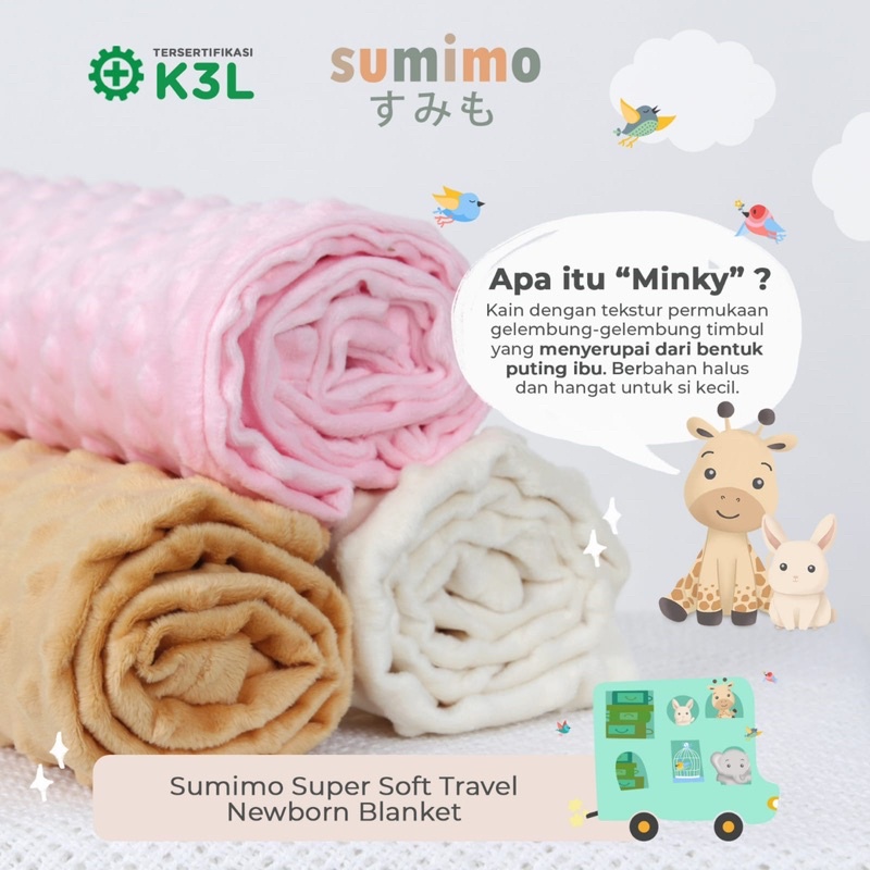 Sumimo Super Soft TRAVEL NEWBORN BLANKET POLOS Bayi Anak Lembut