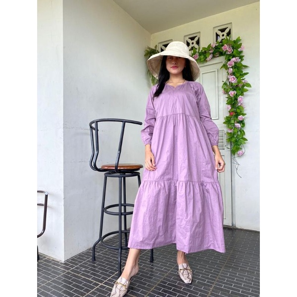 GAMIS|DRESS JUMBO BUSUI FRIENDLY TWILL-KIMONO RUFFLE|DASTER BUSUI TERBARU DASTER KEKINIAN MURAH DAST