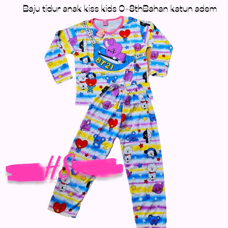 PIYAMA ANAK PP LINE RAINBOW/BAJU TIDUR BTS21/LINE/PIYAMA ANAK/STELAN ANAK