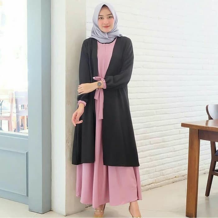 baju gamis wanita terbaru /gamis 2 in 1/ dress kekinian