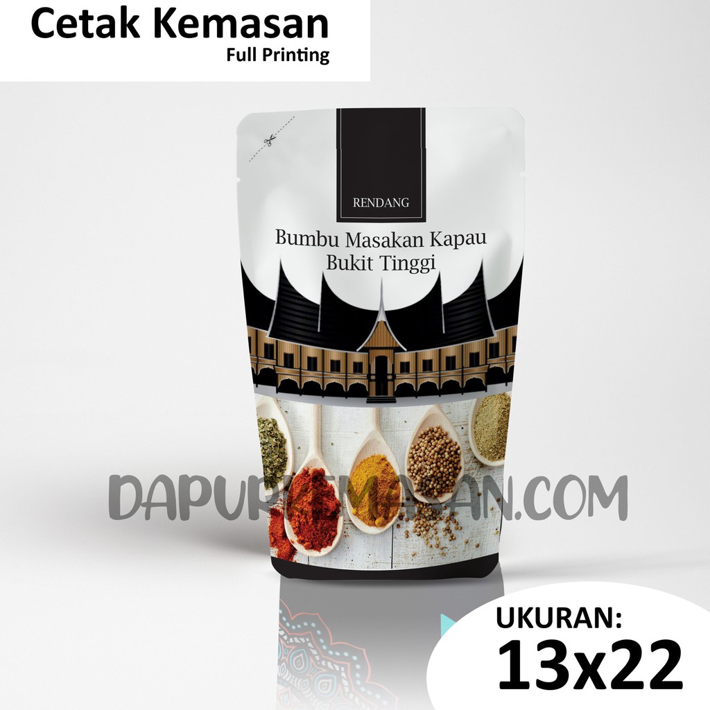 Cetak Kemasan Standing Pouch Full Printing  13 x 22