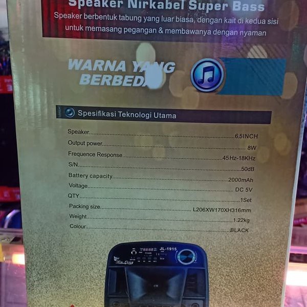 Speaker Bluetooth Karaoke Jin Long JL-1915 - Super Bass Dan Suara Halus