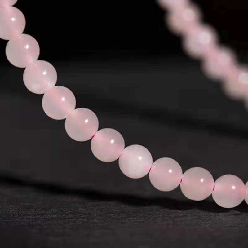 Tasbih Japamala 108 Handmade Batu Rose Quartz Merah Muda