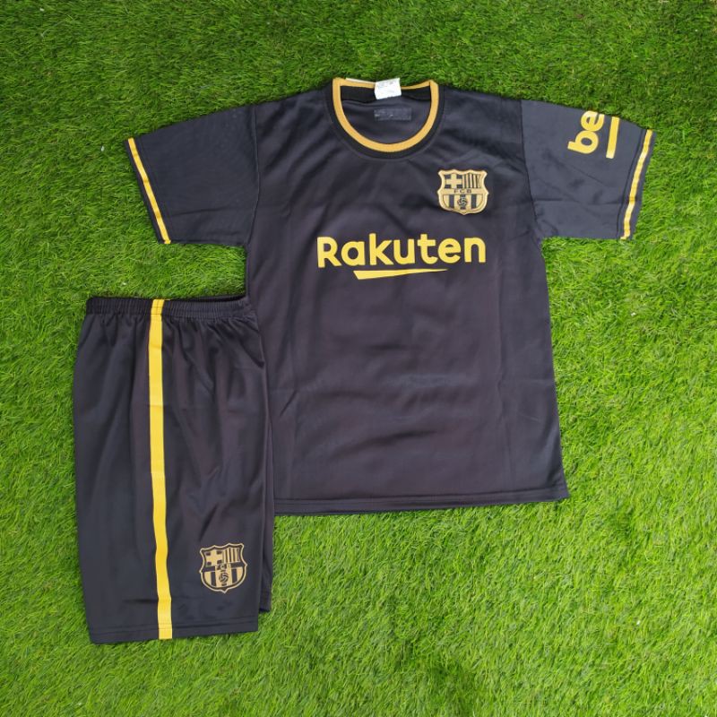 Jersey kaos baju bola setelan anak brka Hitam