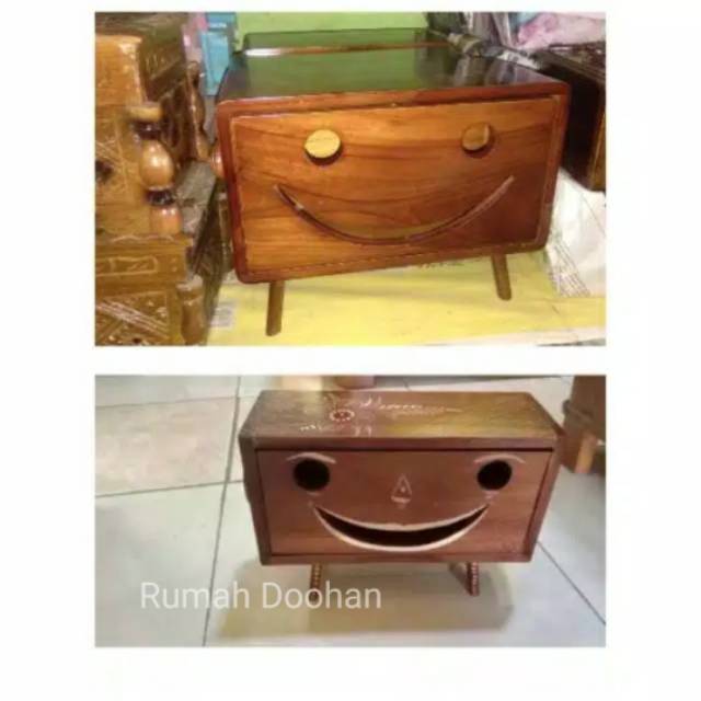 TEMPAT TISU KAYU JATI / TEMPAT TISU UKIR / TEMPAT TISU SMILE