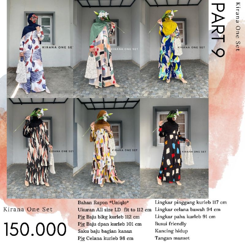Baju Setelan Katun Rayon Premium Kirana One Set Kulot Tunik LD 112 Busui Friendly Bisa COD Part 9