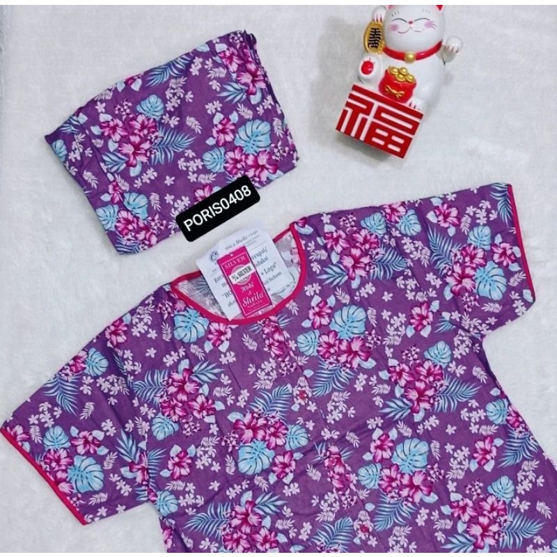 Baju Tidur HOKI &amp; SHEILA Katun Label pink wanita Celana 3/4 (valencia)