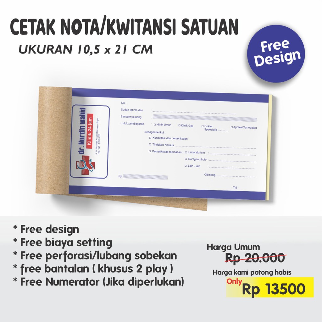 Jual Nota Kwitantsi Custom 105x21 Cm Cetak Nota 2 Rangkap Invoice Bon Surat Jalan 4203