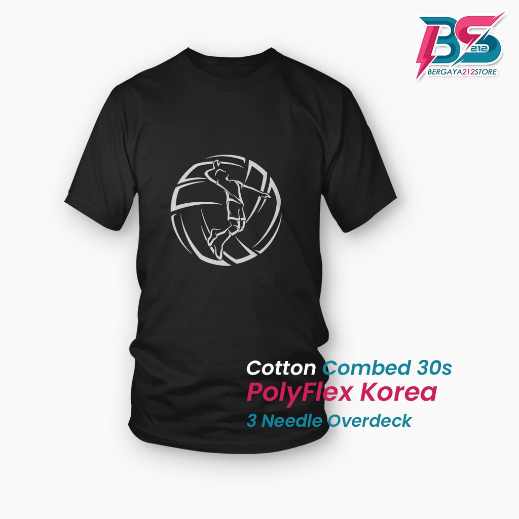 BISA COD Kaos Distro VOLLEYBALL Cotton Combed Sablon Unisex / Baju Motif Logo Bola Voli Keren